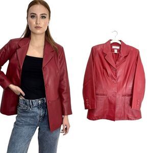 Vintage Preston&York Red Lamb Leather Blazer